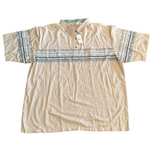 NWT Palmland Club Men's Polo Golf Shirt short sleeve sz 4XL cream w/ blue stripe